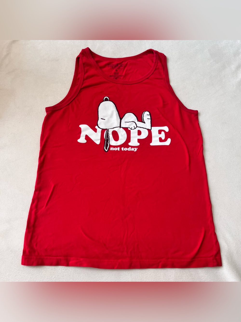 Peanuts Red Tank Top with White Snoopy 'NOPE' Graphic